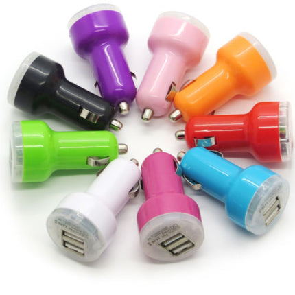 Colorful USB car charger adapters, multiple colors with USB ports