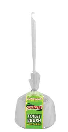 White toilet brush set with holder, Sedona 2pc package