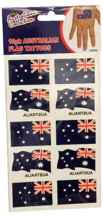 Australian flag temporary tattoo sheet with Union Jack and white star pattern