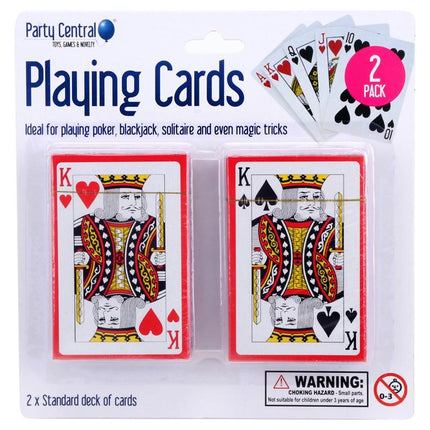 Two-pack plastic playing cards blister pack with King face cards and 2 pack label