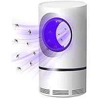 White UV insect trap with glowing purple circular entrance and blue ring base