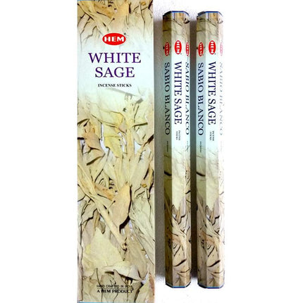 HEM white sage incense sticks, tall hexagonal tube pack with two tubes