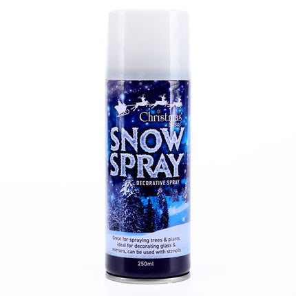 Christmas snow spray aerosol can, 250 ml, front label shows 'SNOW SPRAY' text