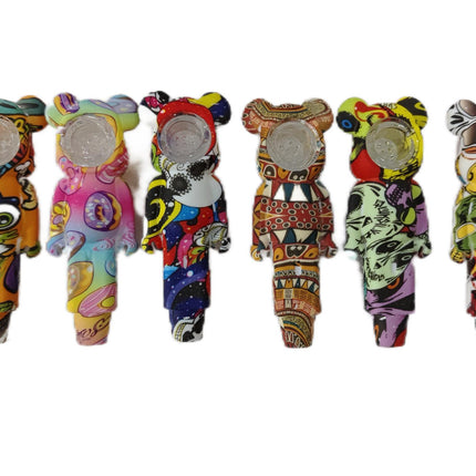 Set of colorful silicone animal-shaped tobacco pipes, mixed designs