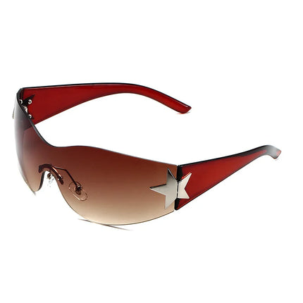 Women's star sunglasses with bronze gradient lenses and burgundy frames