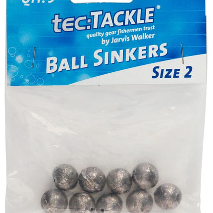 Ball sinkers Size 2 in clear bag, dark gray metal fishing sinkers (qty 9)