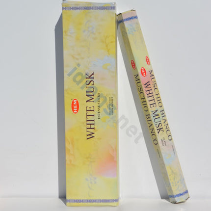 Hem White Musk hexa incense box with two slim sticks