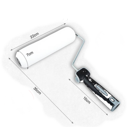 Paint roller with 22 cm handle and white 7 cm roller sleeve