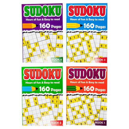 Four Sudoku puzzle book covers, each labeled 160 pages
