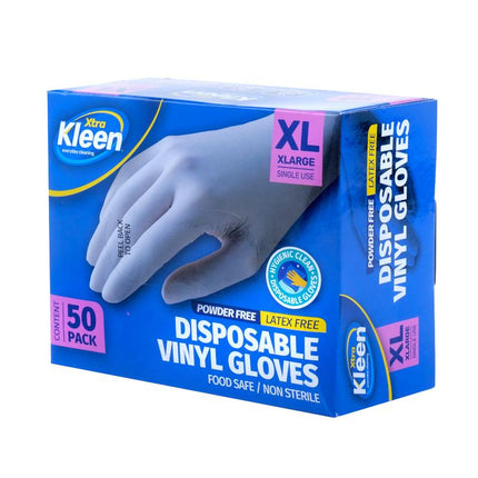 Powder-free latex-free disposable vinyl gloves, XL size, 50-pack box with gray gloves