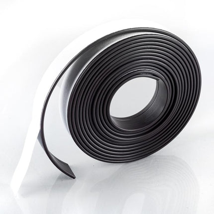 Dark adhesive magnetic strip tape, rolled coil for mounting notes or photos