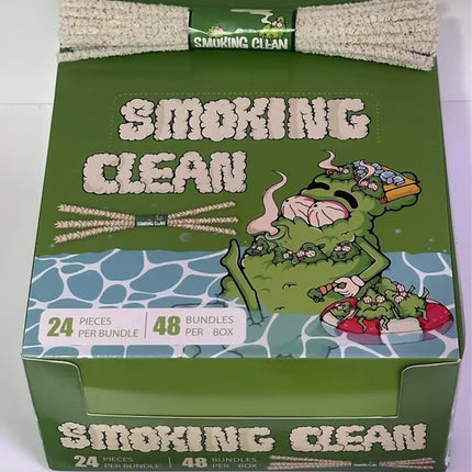 Barbed pipe cleaners box with cream bristles, green-and-blue design, 24 pieces per bundle.