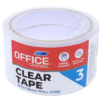Sellotape clear tape roll set, 3 rolls, strong adhesive, 18mm x 40m each