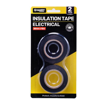 2-pack black electrical insulation tape rolls on blister card