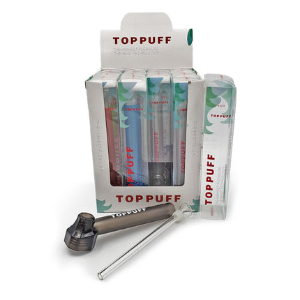 Top Puff 12-pack display box with assorted clear puff devices and tool