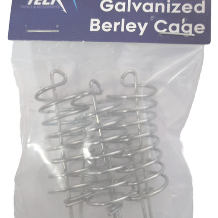Small galvanized berley cage springs with two loops, 3-pack in clear bag