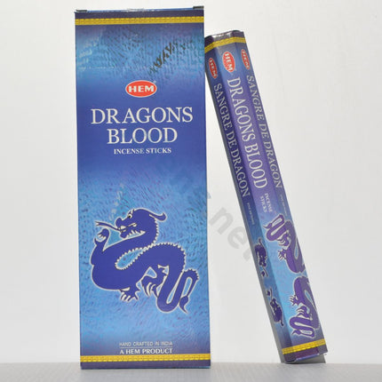 HEM Dragons Blood incense sticks, tall blue box with dragon and sticks