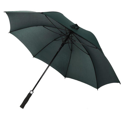 Extra-large auto open umbrella, dark green canopy with black frame and padded strap handle