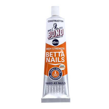 SAS Bond Betta Nails high-strength construction adhesive tube, dries amber, 45 ml