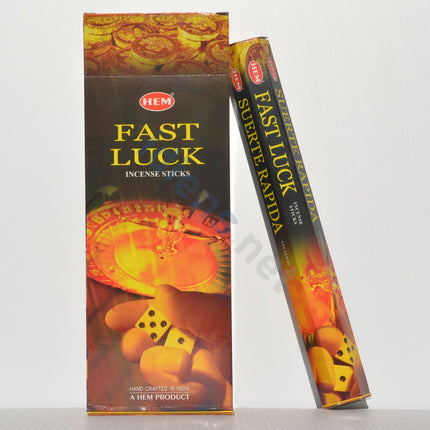Fast Luck incense sticks box and pack, gold, black, red artwork