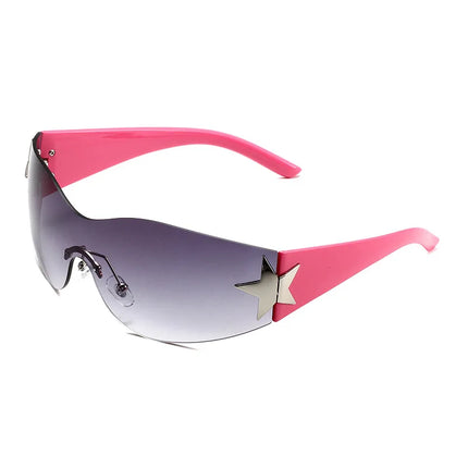 Pink star-frame sunglasses with tinted gradient lenses
