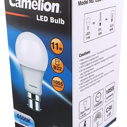 LED light bulb retail box, 11W 240V bayonet B22, cool 6500K (GLS)