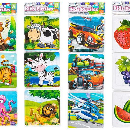 Kids jigsaw puzzle set, three 12-piece boxes with animal scenes