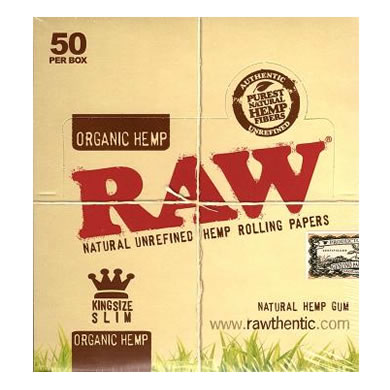 RAW natural unrefined hemp rolling papers king size box, 50 per box