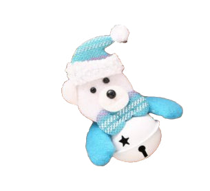 Plush bear Christmas decoration with bell and star accents