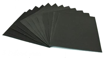 Wet and dry sandpaper sheets, dark gray, set of 12.