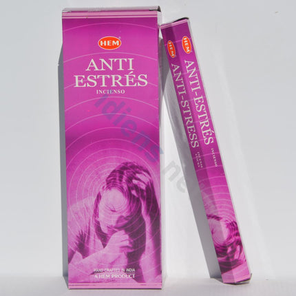 HEM anti-stress incense sticks box with loose purple sticks and tapered ends