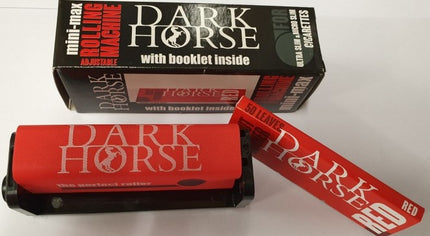 Dark Horse mini-max adjustable rolling machine in red with booklet inside