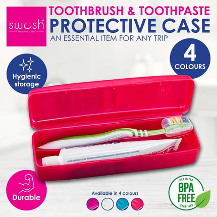Red Swosh travel toothbrush and paste holder case with open compartments