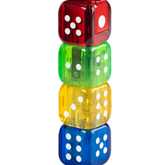 Flashing dice jet lighter with red, green, yellow, and blue stacked dice chambers