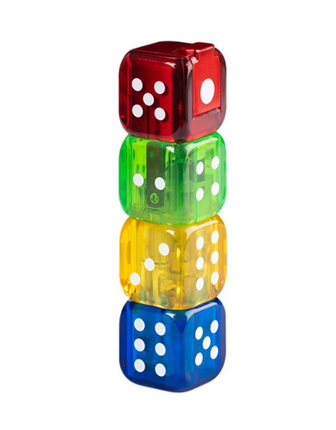 Flashing dice jet lighter with red, green, yellow, and blue stacked dice chambers