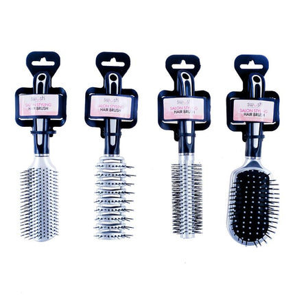 Packaged hair brush set of 4 on blister cards, round and paddle brush heads