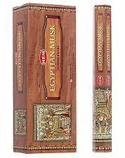 Hexagonal Egyptian Musk incense stick box with single stick pack