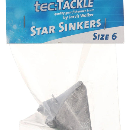 Star sinker weights, size 6, 1 pack, in clear bag