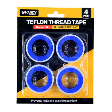Handy Hardware Teflon thread tape set, 12mm x 10m plumbing sealant, 4 pack