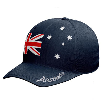 Navy baseball cap with Australia flag and white star print on the front panel