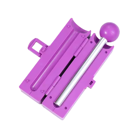 Purple cigarette mold maker with black rail insert and silver lever roller handle