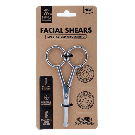Grooming facial shears in retail blister pack, stainless steel, 10.5 cm