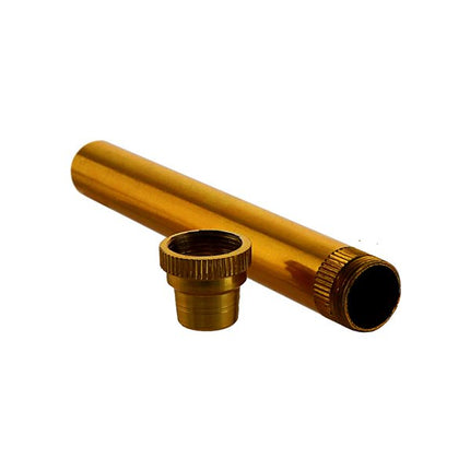 Metal pen tube with open cone cap and threaded end piece