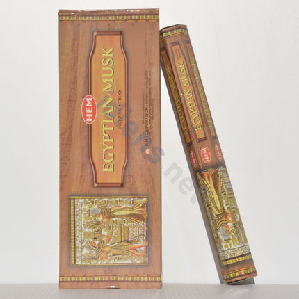 Hexagonal Egyptian Musk incense stick box with angled stick bundle