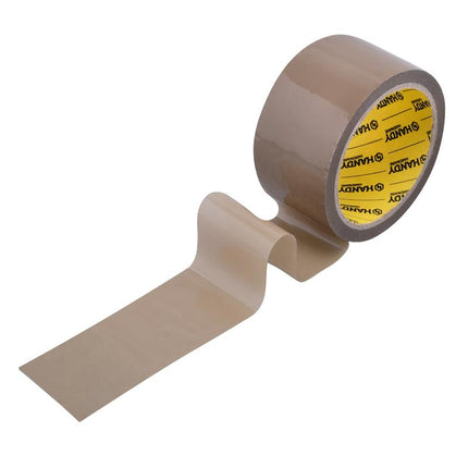 Brown packaging tape roll, 4.8 cm x 50 m, loose end unrolled
