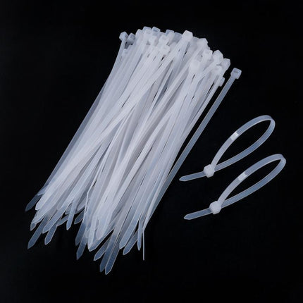 Clear cable ties bundle with two assembled loops, 200mm length