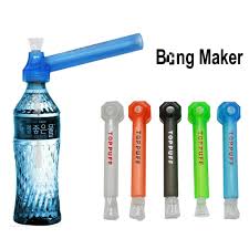Top Puff bong maker kit with blue bottle and colored puff tips