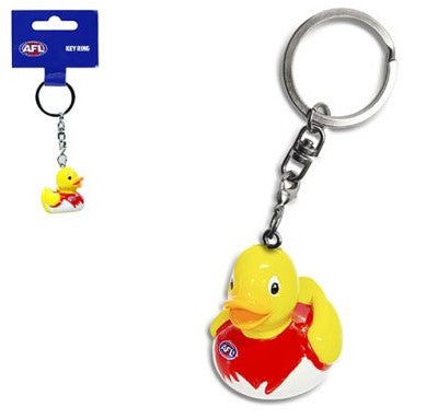 AFL duck charm key ring with yellow and red logo detail