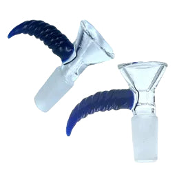 Clear glass cone pieces with dark blue coiled spirals