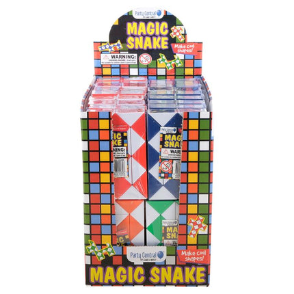 Magic cube snake retail display box with colorful cube-grid design